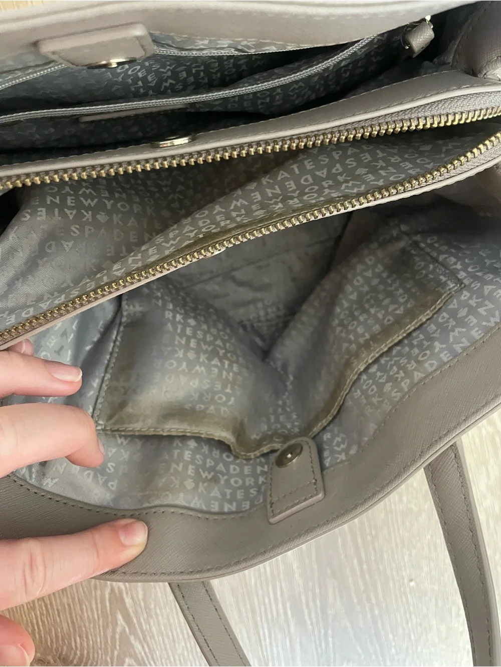 kate spade Light Taupe Structured Medium Tote with Removable Strap
